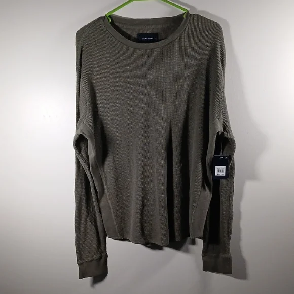 Lucky Brand Waffle Knit Thermal Long Sleeve Mens Medium Top NWT Gray - Picture 1 of 8